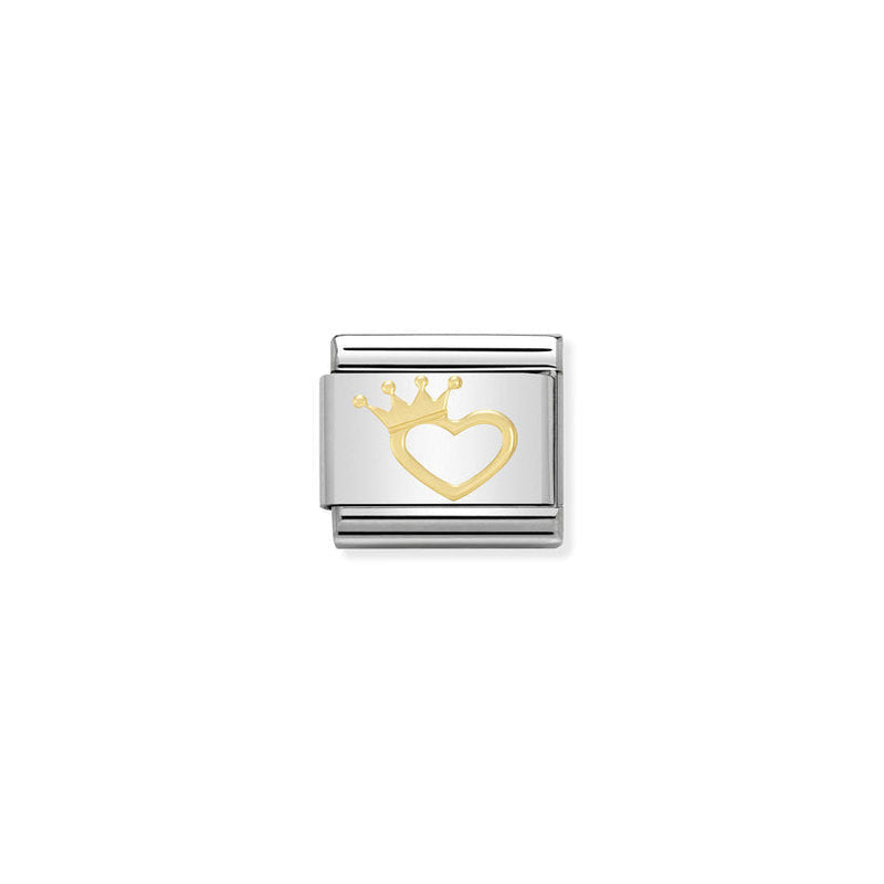 Nomination Composable Classic Link Love Heart With Crown in 18k gold