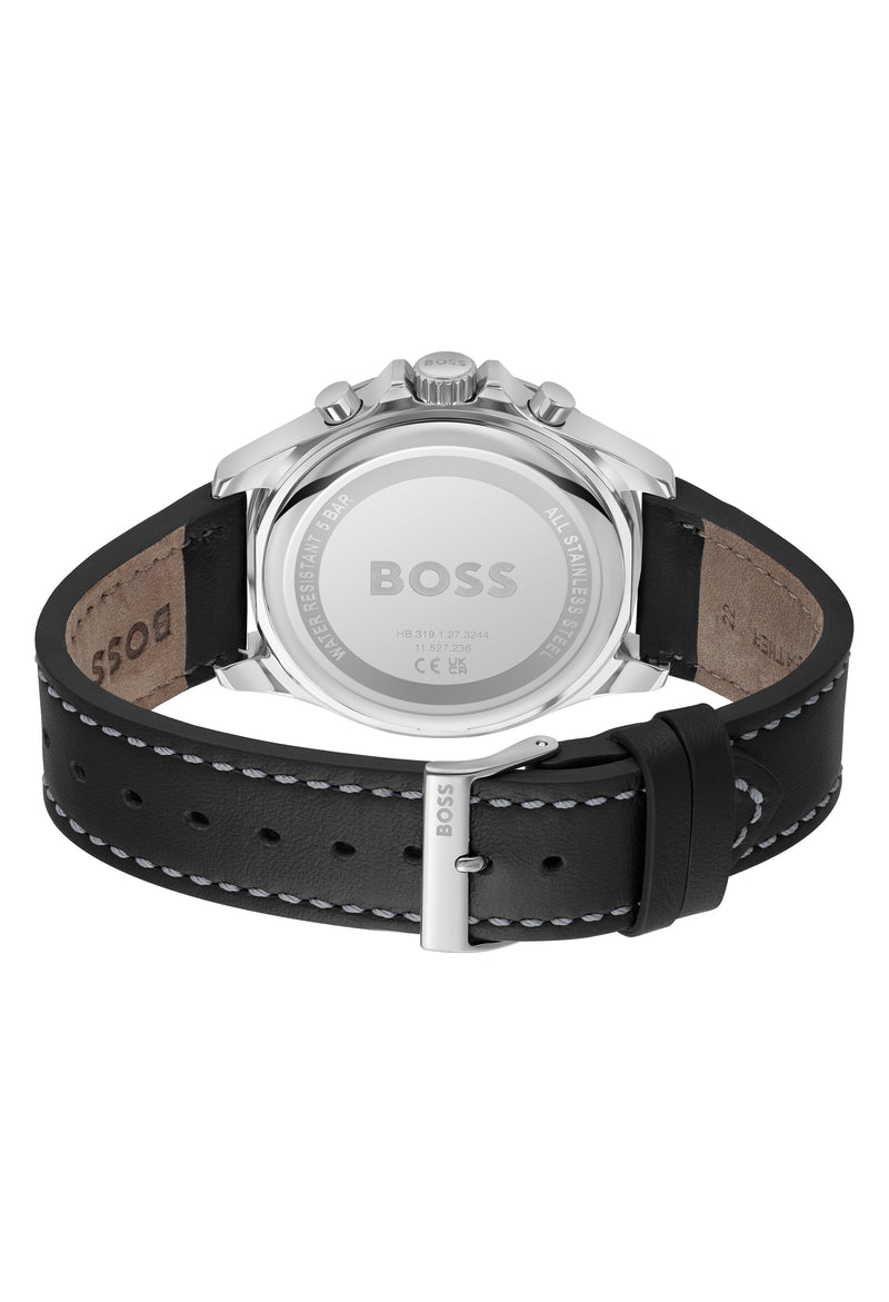 BOSS Mens Troper Black Dial Chronograph Stainless Steel Bracelet Watch *