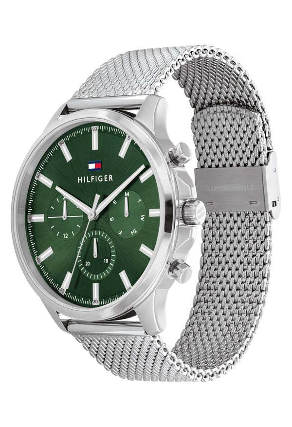 Tommy Hilfiger Gents Ryder Green Dial Bracelet Watch Stainless Steel *