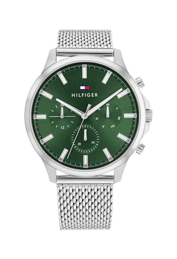 Tommy Hilfiger Gents Ryder Green Dial Bracelet Watch Stainless Steel *