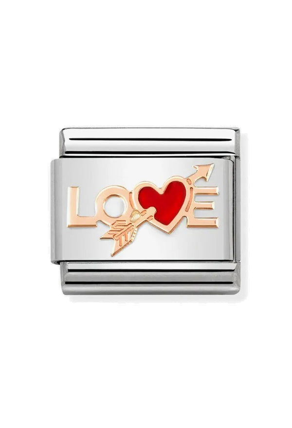 Nomination Composable Classic Link SYMBOLS LOVE HEART WITH ARROW in Steel, Enamel & Gold 375