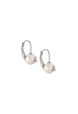 Vivienne Westwood Cream Rose Pearl Gia Drop Earrings Platinum Plated