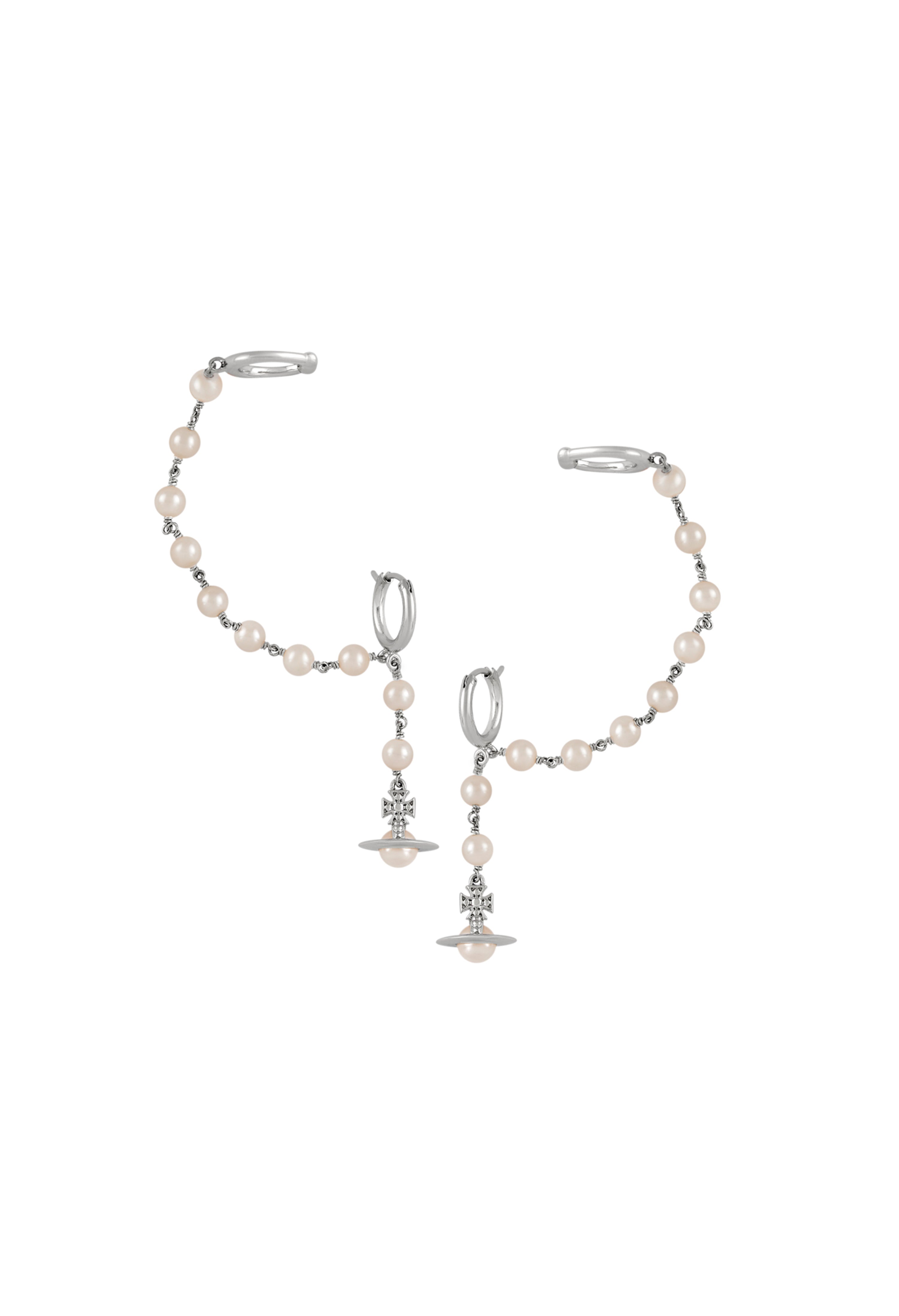 Vivienne Westwood Cream Rose Pearl Samara Earrings Platinum Plated