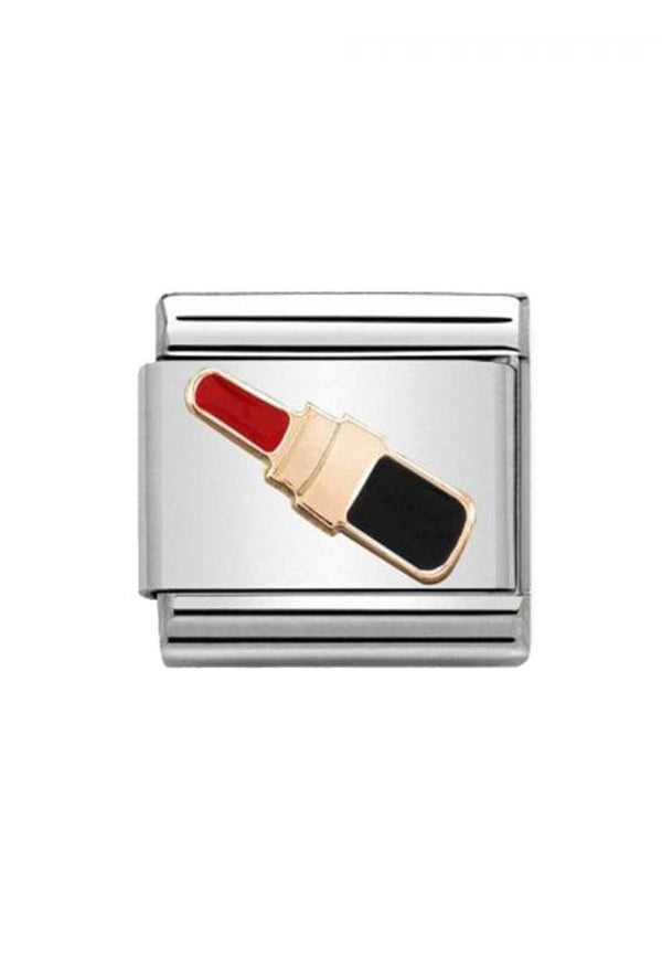 Nomination Composable Classic Link SYMBOLS LIPSTICK in Steel, Enamel & 9K Rose Gold