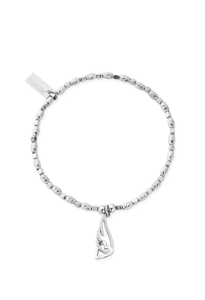 ChloBo Soul Glow Interlocking Heart and Angel Wing Bracelet Silver